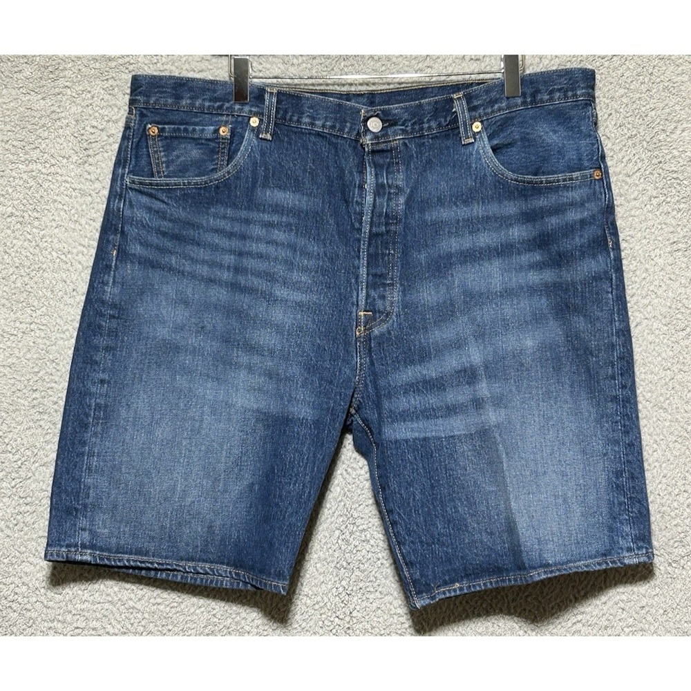 Y2K Levis 501 Jean Jorts Size 40 Whiskered 2000's Dad Denim Shorts EUC